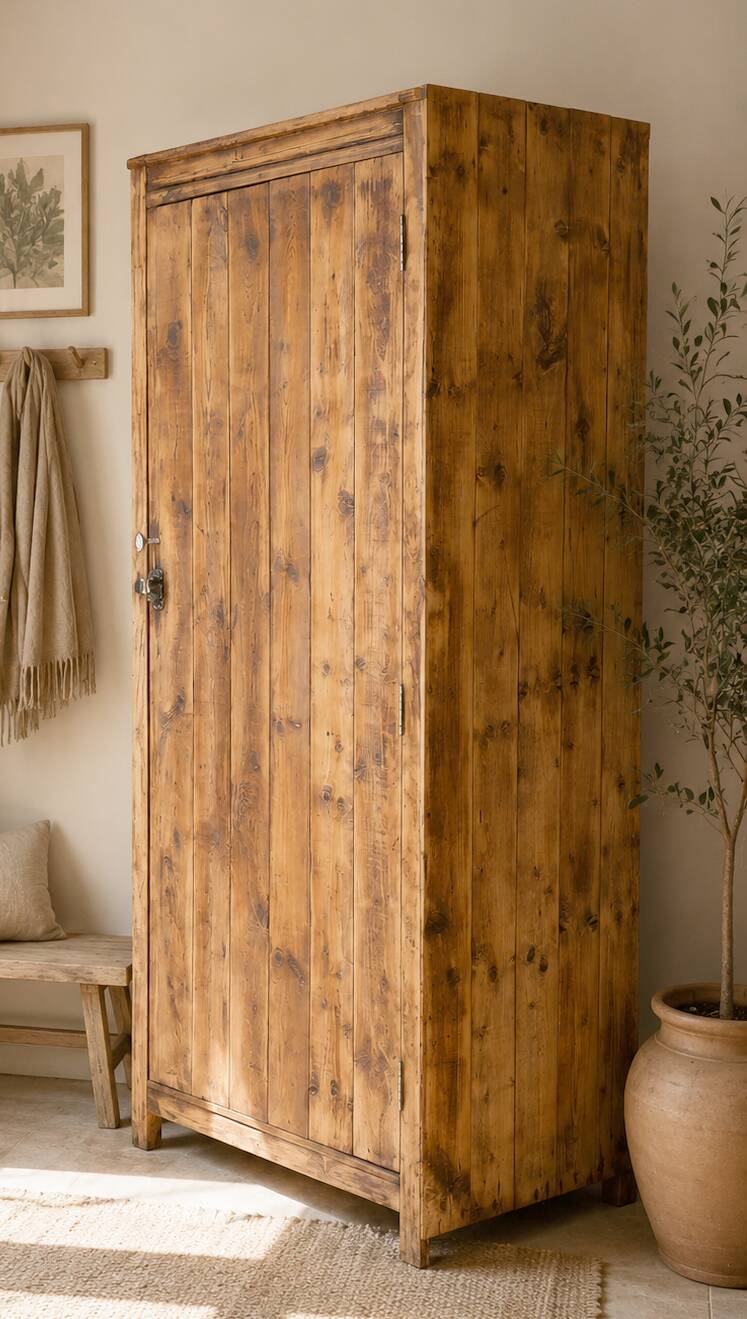 Grande bonnetière ancienne en bois massif – Pièce authentique