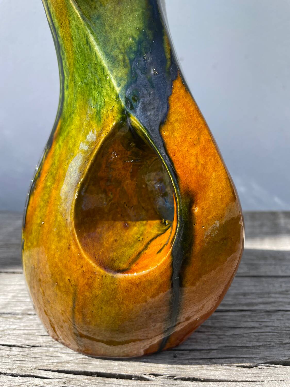 Vintage ceramic vase with drips