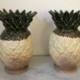 Paire de vases ananas en grès Rhoda