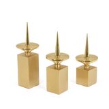 Set of 3 candlesticks in gilded brass. Contemporary work.