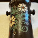 Antique white wine cooler in glazed ceramic – flora decoration