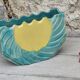 Large blue and yellow ceramic flowerpot vase