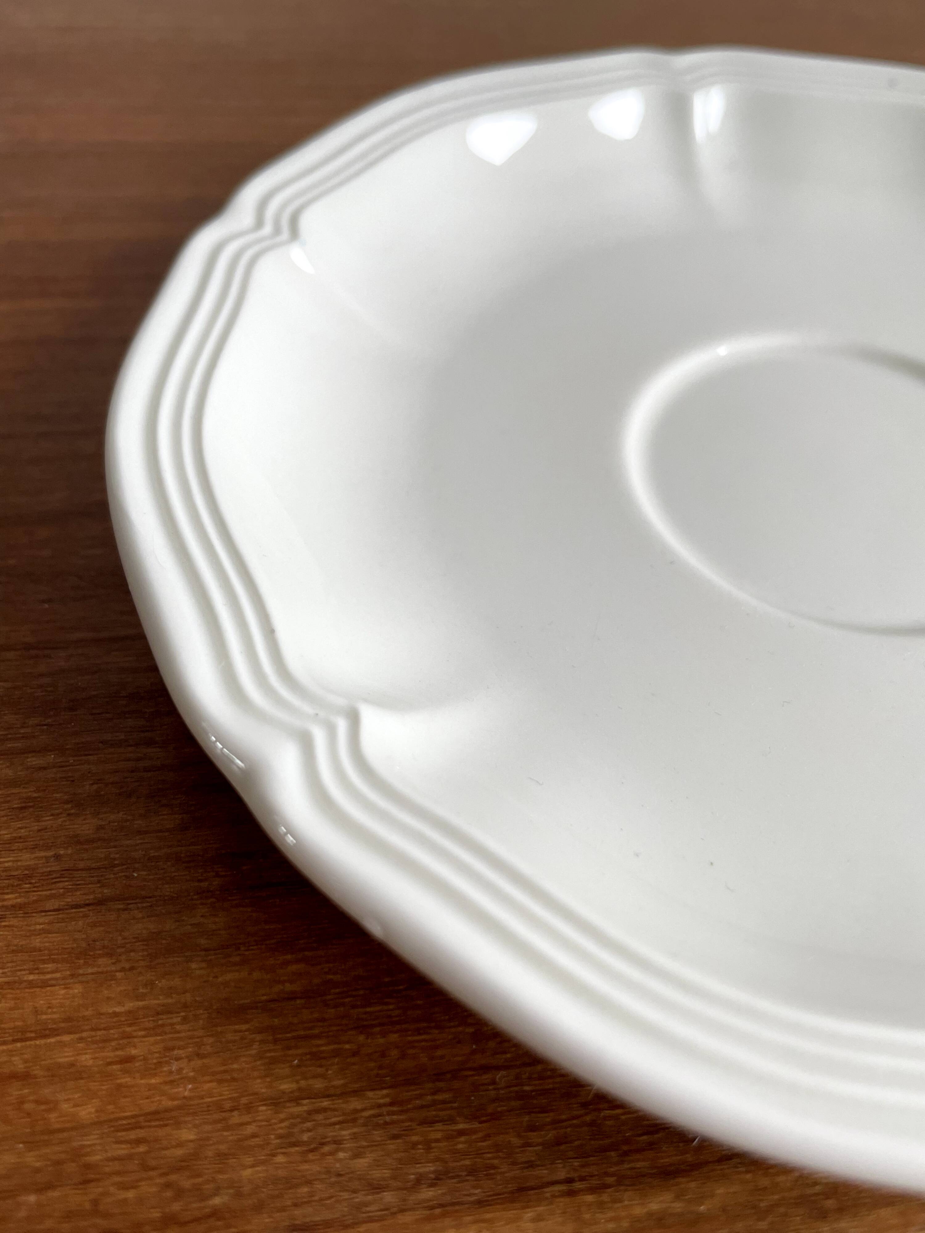 Set of 2 Villeroy & Boch Saucers, Manoir Series, Vintage White Vitro Porcelain