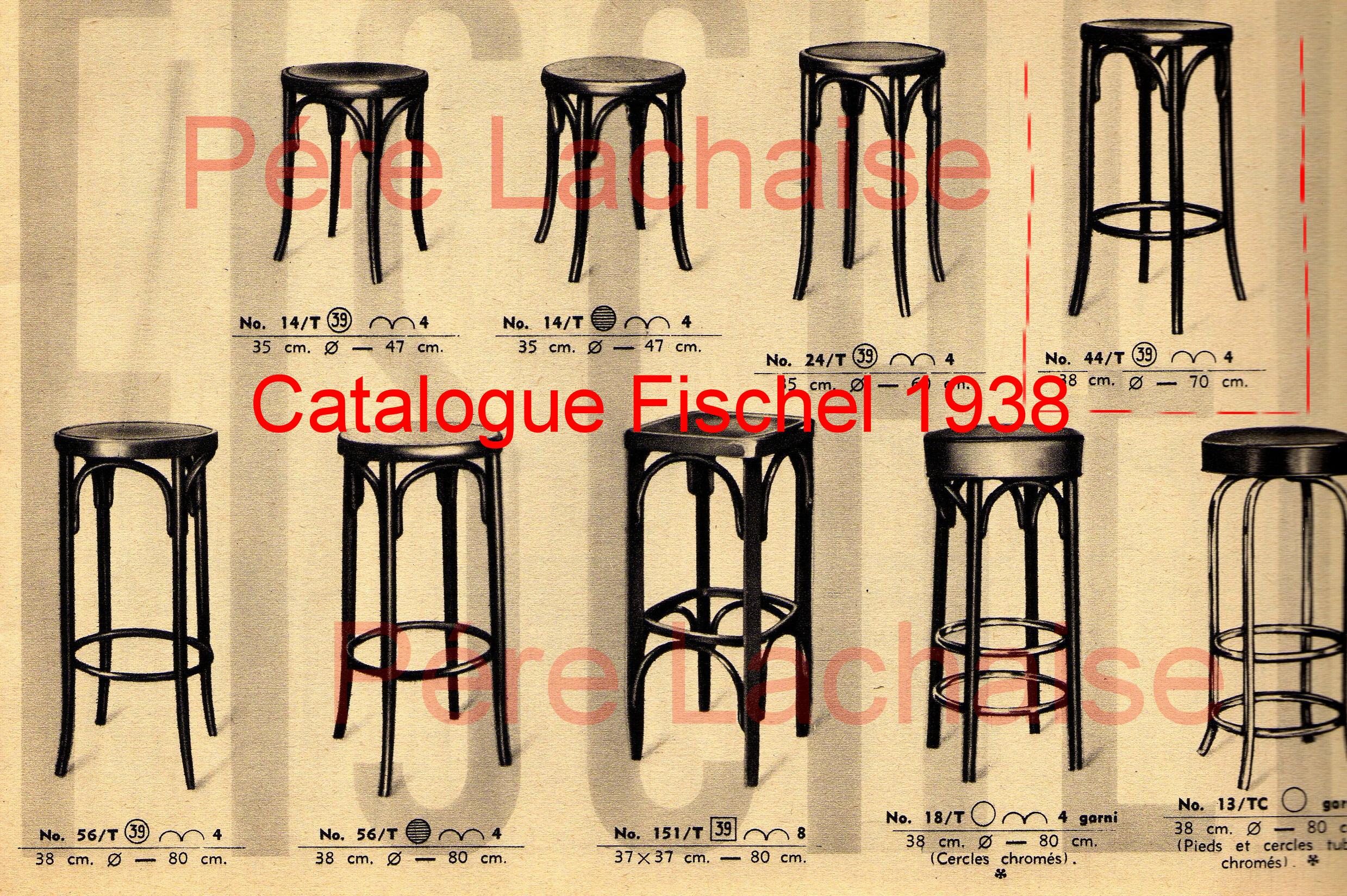 Bistro stool by Fischel 1930, wooden seat
