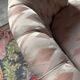 Small vintage 2-seater sofa from the 70s in Hollywood Regency style, satin pink.