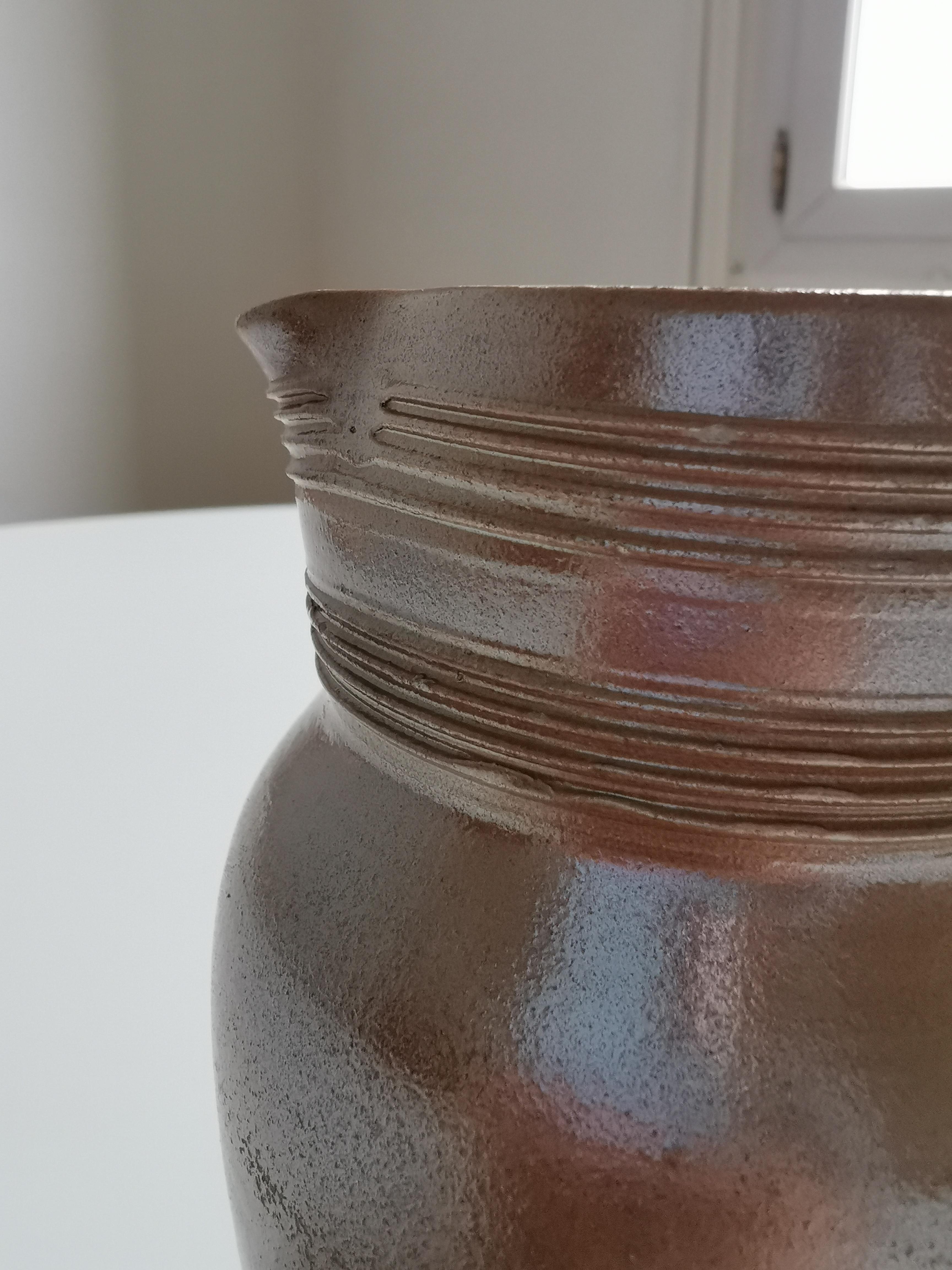 Handcrafted handcrafted brown vintage Berry sandstone pitcher