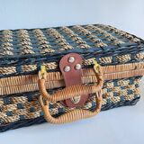 Set of 2 vintage rattan and rope baskets