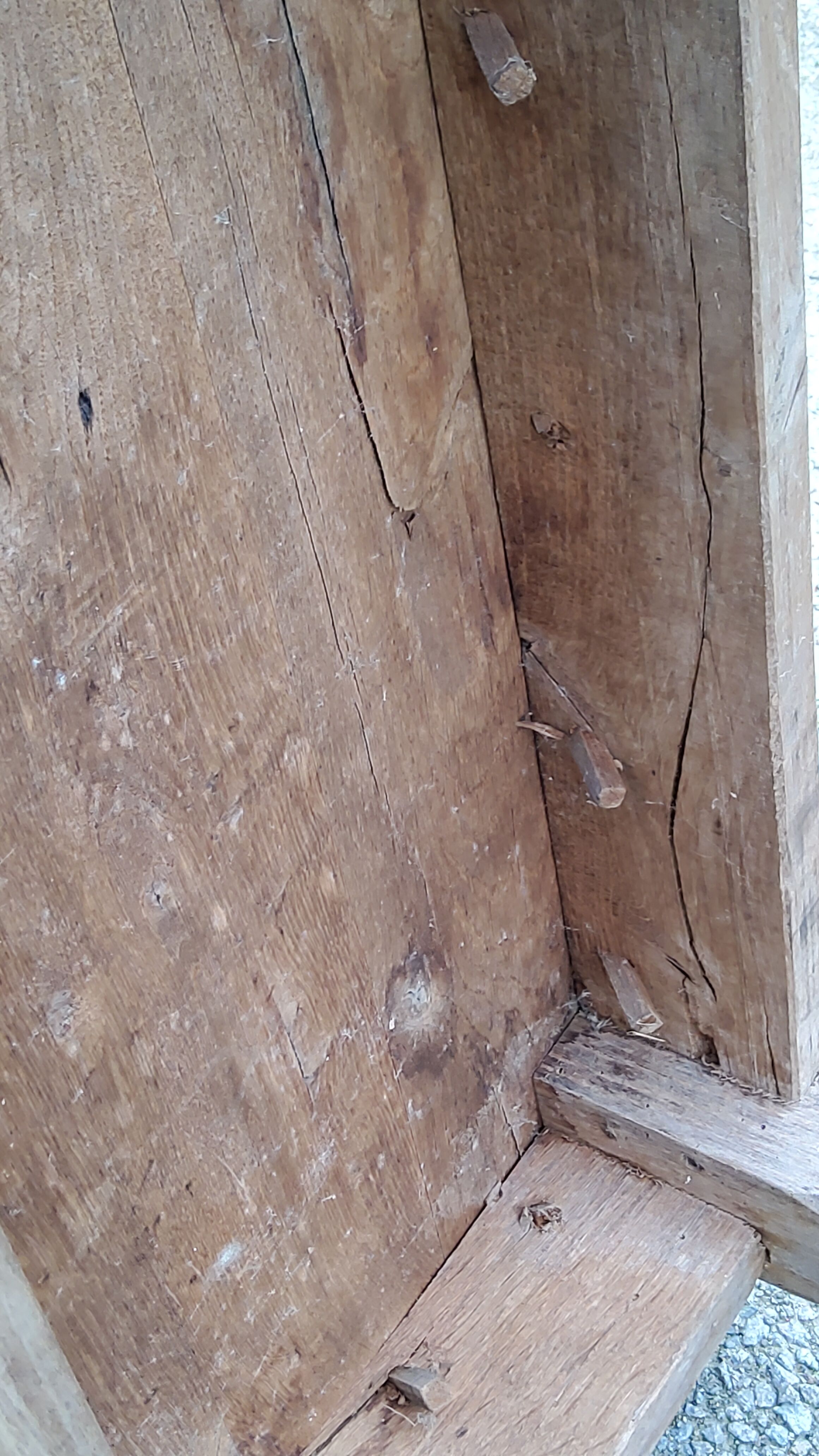 Old brutalist oak farmhouse coffee table