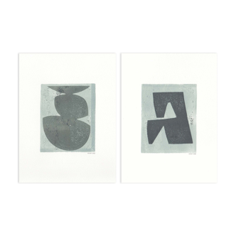 Set of 2 monotypes signed Eawy