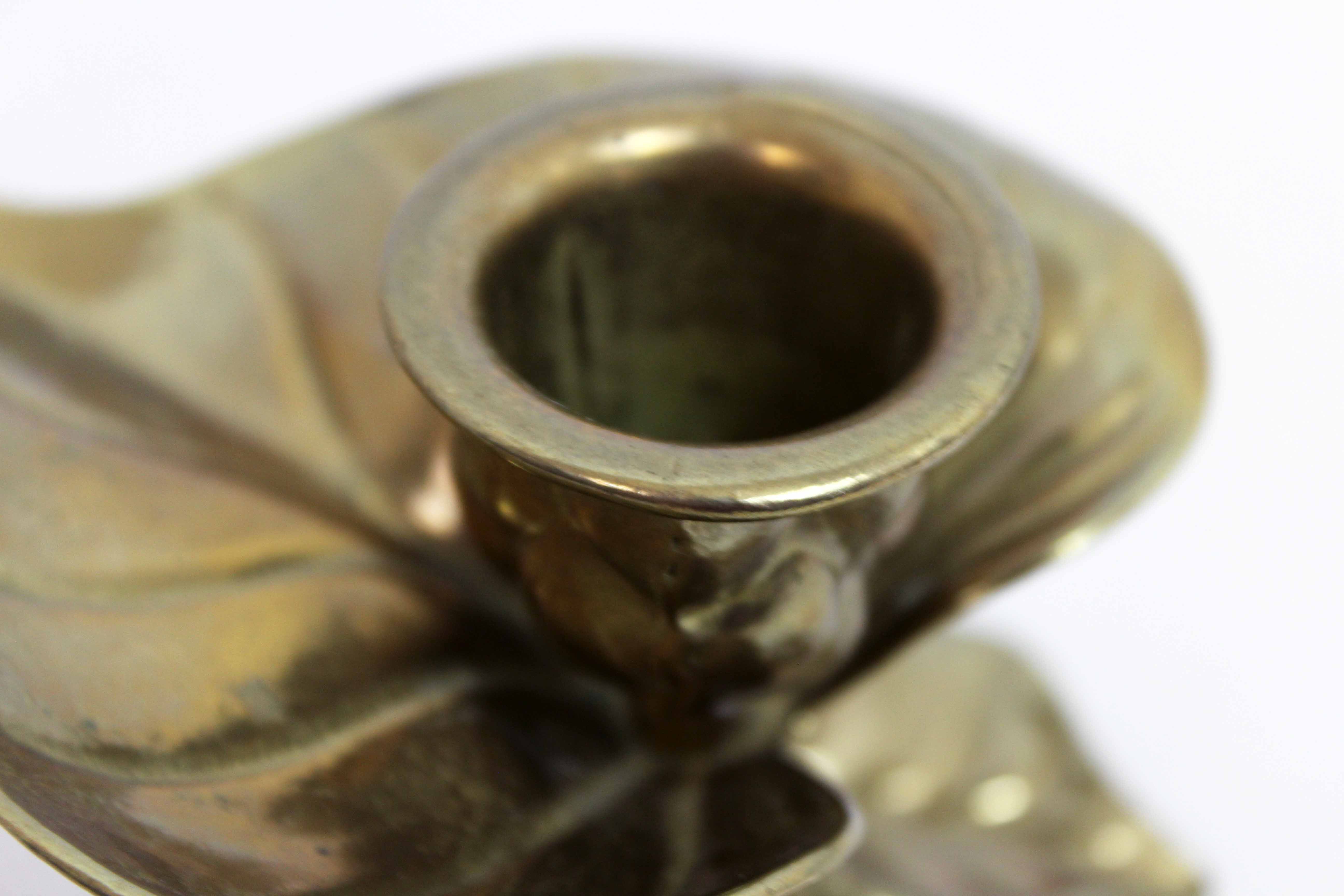 Brass leaf candle holder