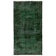 Vintage Hand-knotted Turkish Wool Area Rug Overdyed in Dark Green for Living Room