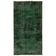Vintage Hand-knotted Turkish Wool Area Rug Overdyed in Dark Green for Living Room