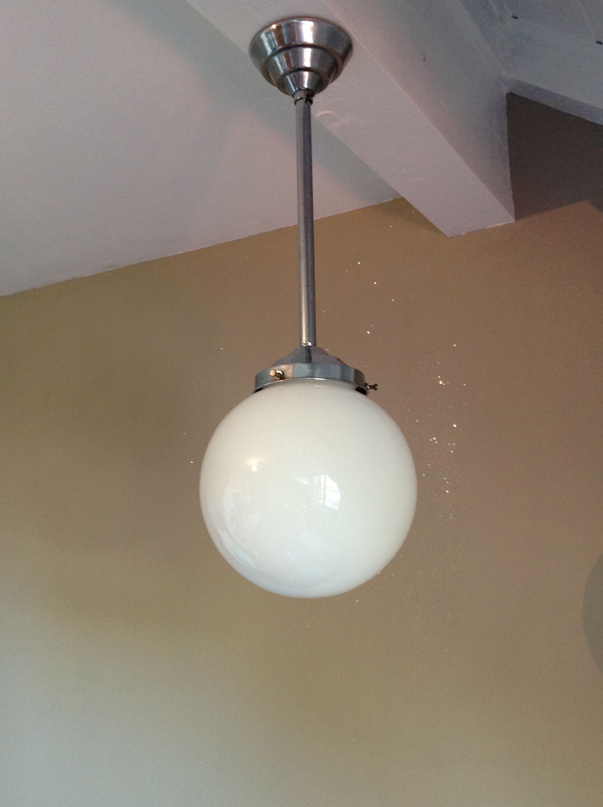 White opaline globe hanging lamp
