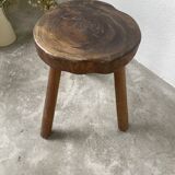 50s tripod oak stool