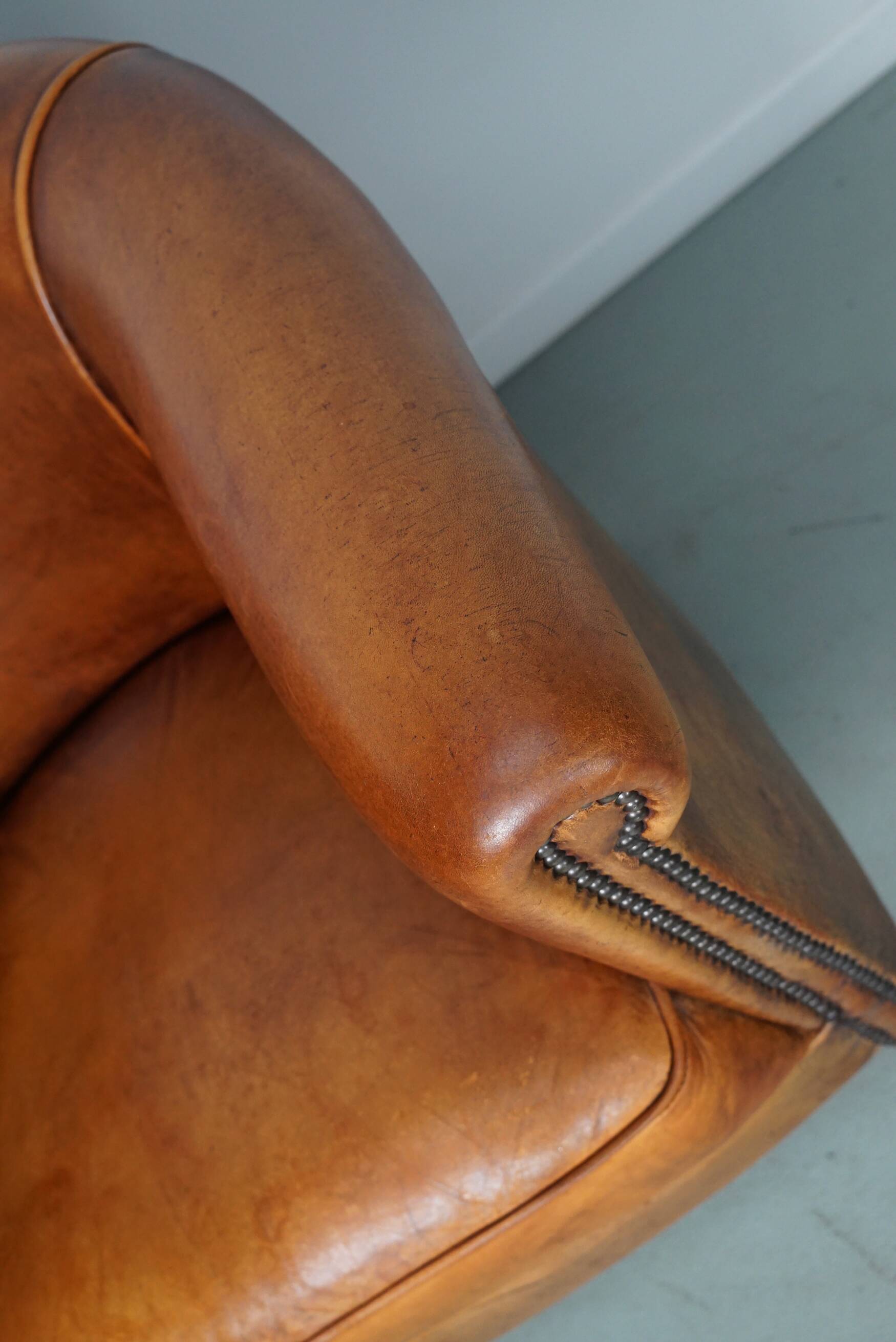 Vintage Dutch Cognac Colored Leather Club Chair