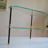 Side table made up of 2 triangular glass shelves