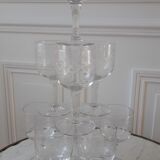 Set of 9 crystal wine glasses engraved early twentieth century