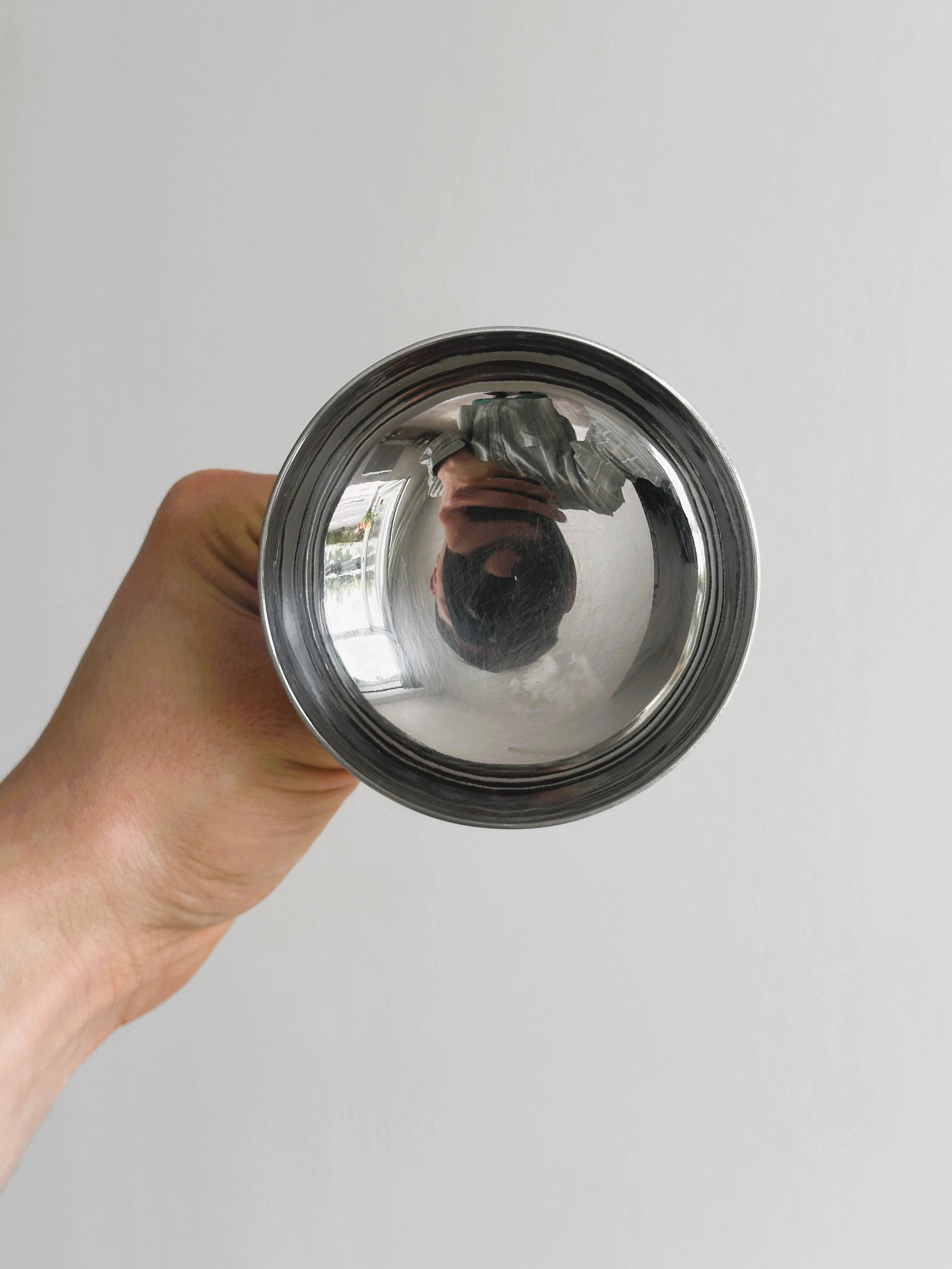 6 shiny stainless steel dessert bowls