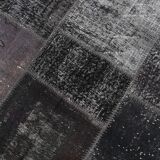 7x10 distressed black & gray vintage rug, 299x203cm