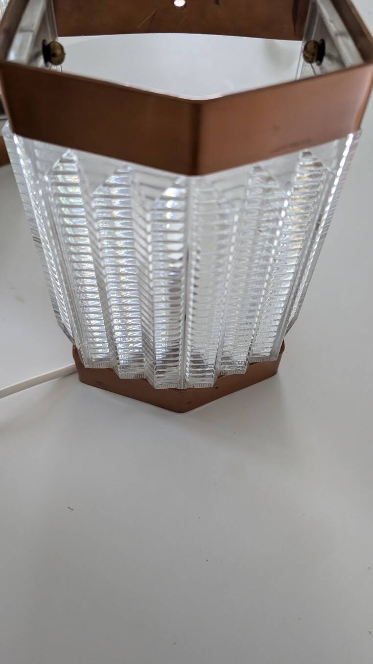 Scandinavian wall lights in copper and pressed glass