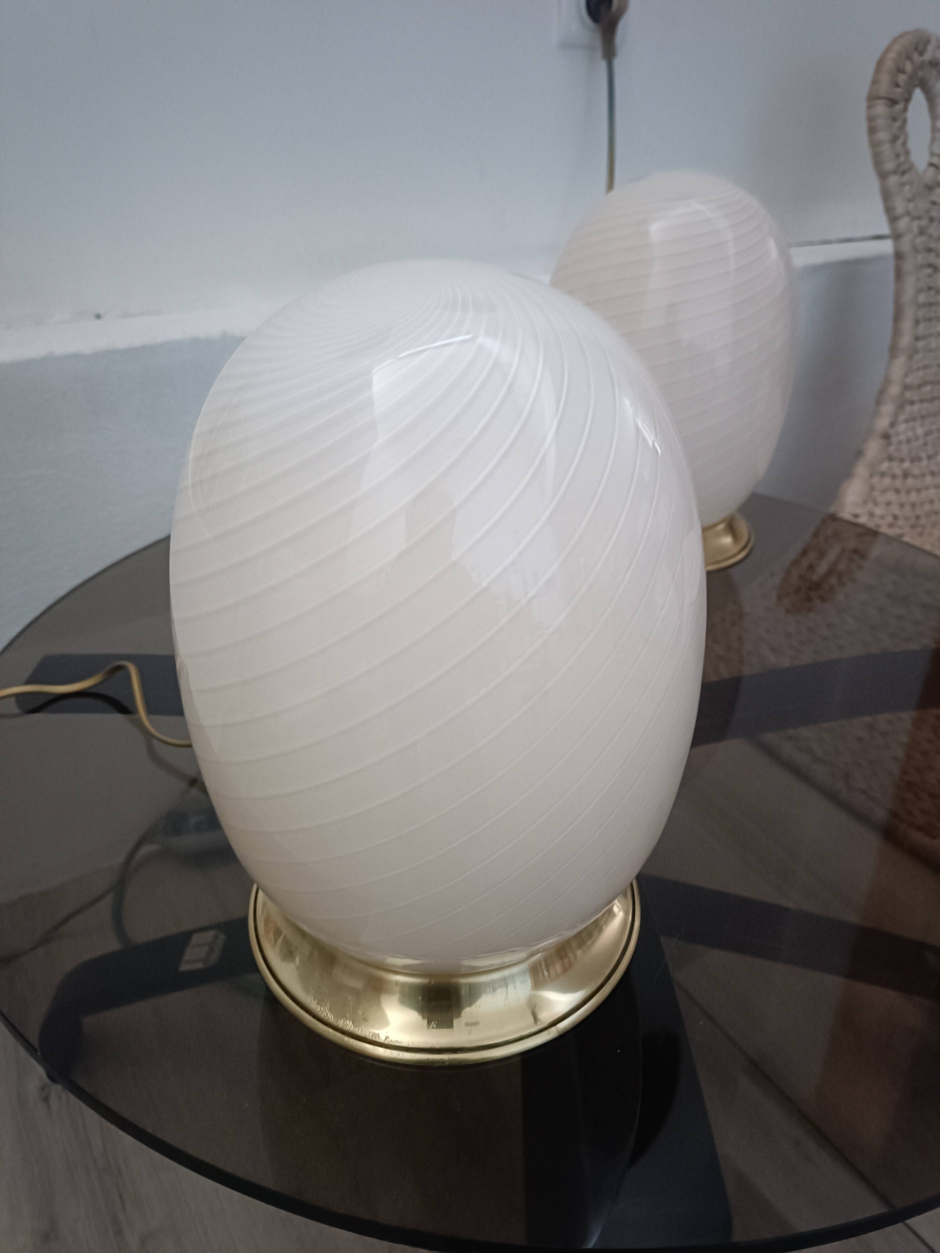 Duo of Egg lamps from Murano 1970s