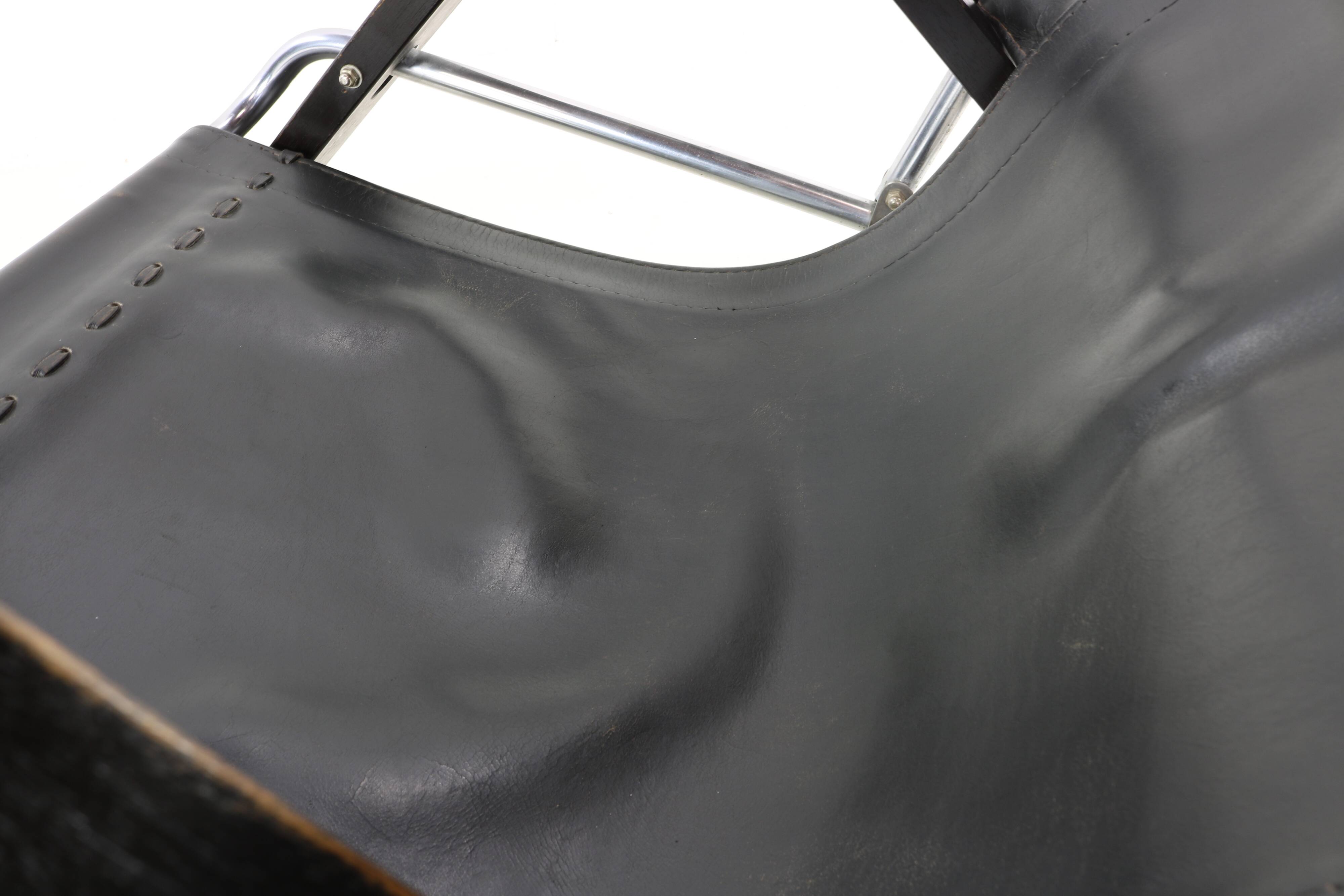 Seventies leather grasshopper lounge object by Sonja Wasseur