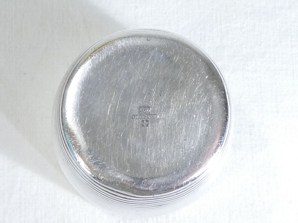 Timbale Christofle in silver metal modele ondulation by luc lanel