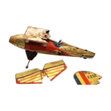 Old jep sheet metal airplane toy united France f252 stork squadron for part