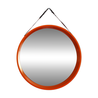 Vintage orange plastic round mirror 60/70