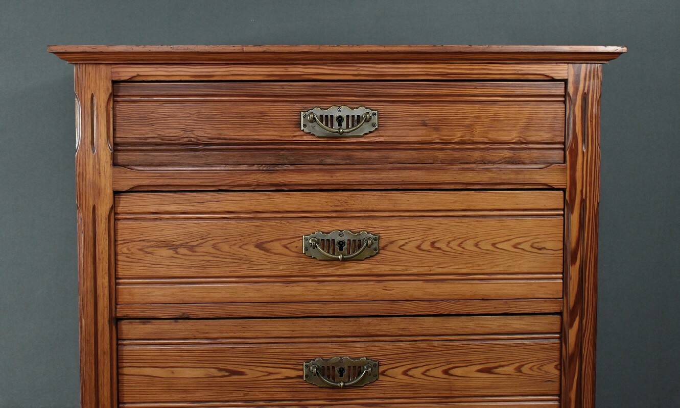 Pitch pine weekly planner, Art Nouveau period – Early 20th century