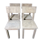 Suite de 4 chaises brutalistes en chêne massif 1950