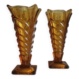 Pair of amber art deco vases