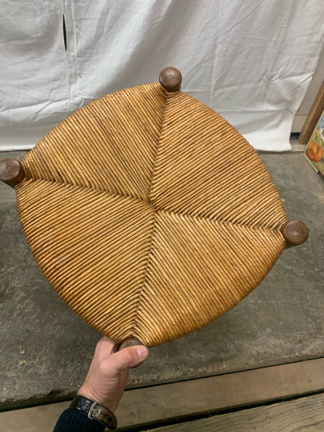 Pair of Antique Straw Stools
