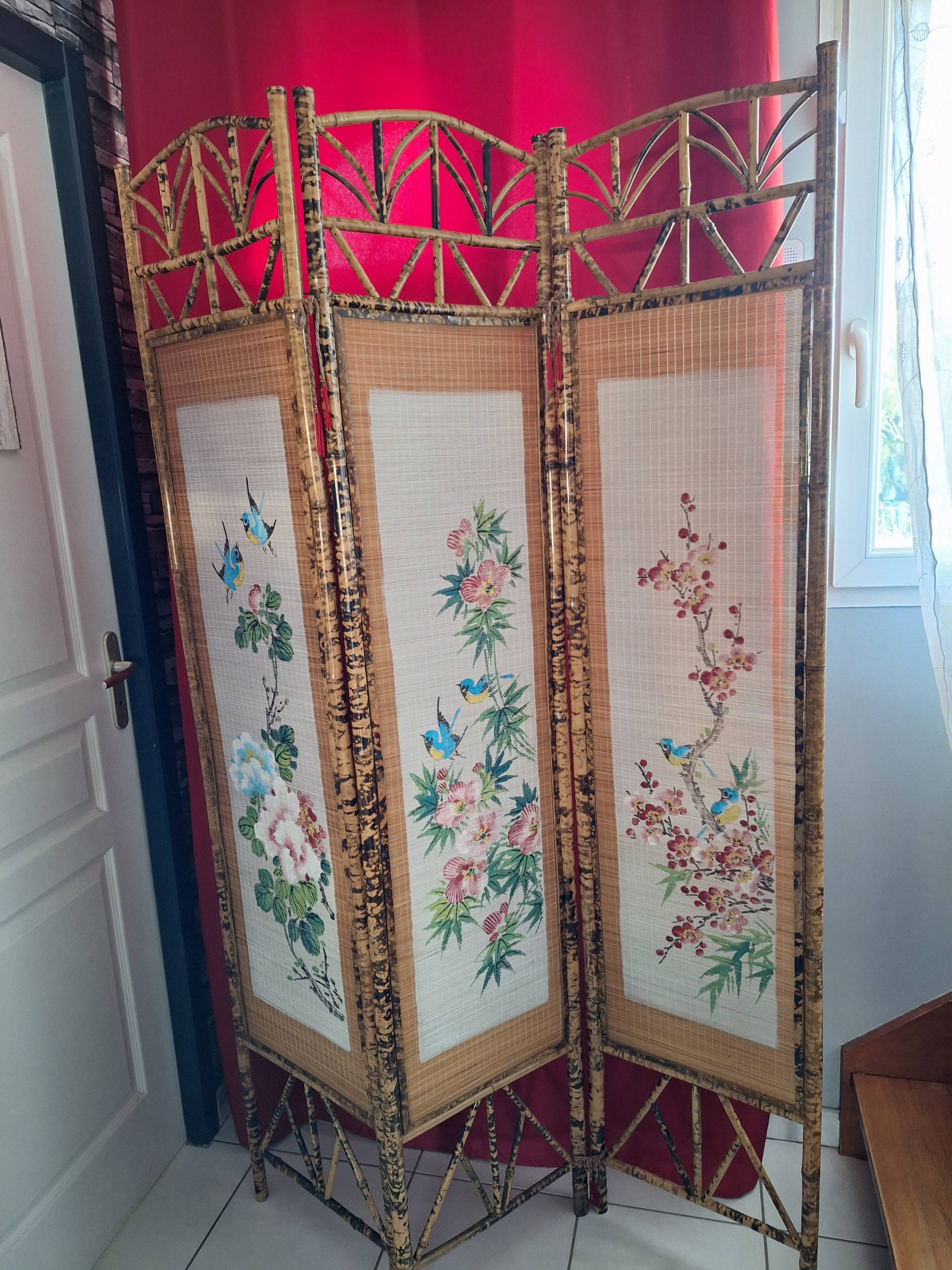 Paravent en bambou decor asiatique