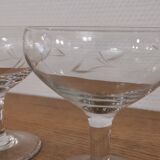 Set of 7 vintage engraved champagne glasses