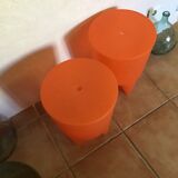 Pair of Bubu 1st orange stools by Philippe Starck