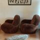 2 vintage velvet lounge chairs 70s