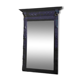 Miroir années 20 en chêne peint gris foncé