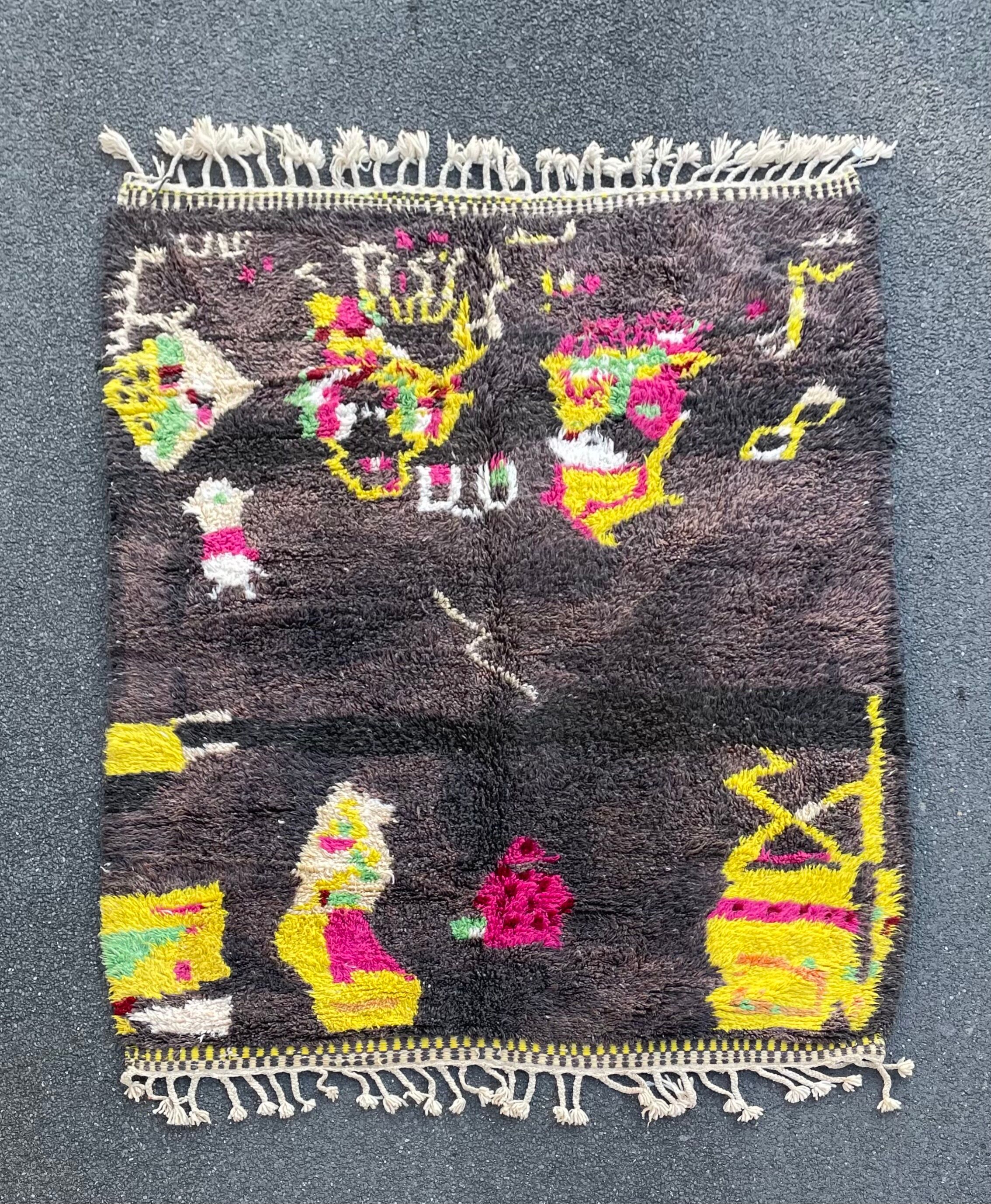 Berber carpet in wool beni ouarain 200x270cm