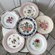 Set of 6 flat plates mismatched pink Badonviller, Longchamp, Digoin "Rosa" and Quimper