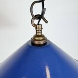Industrial Blue Enamel Factory Pendant Lamp, 1950s