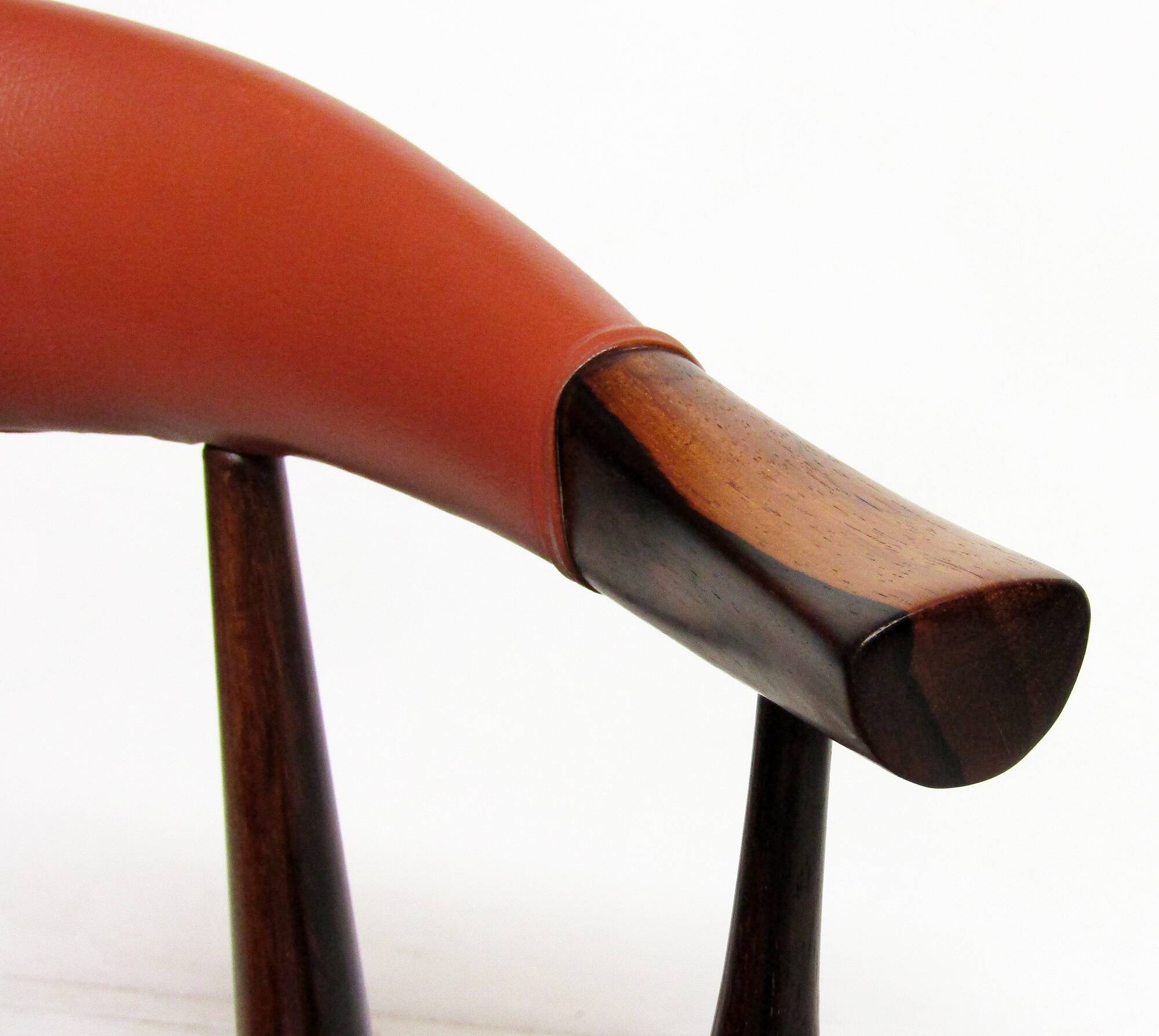 Eight Danish Cow Horn "Model 12" Chairs in Rosewood by Johannes Andersen