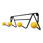 Vintage coat rack Roger Feraud with 4 yellow ball hooks.