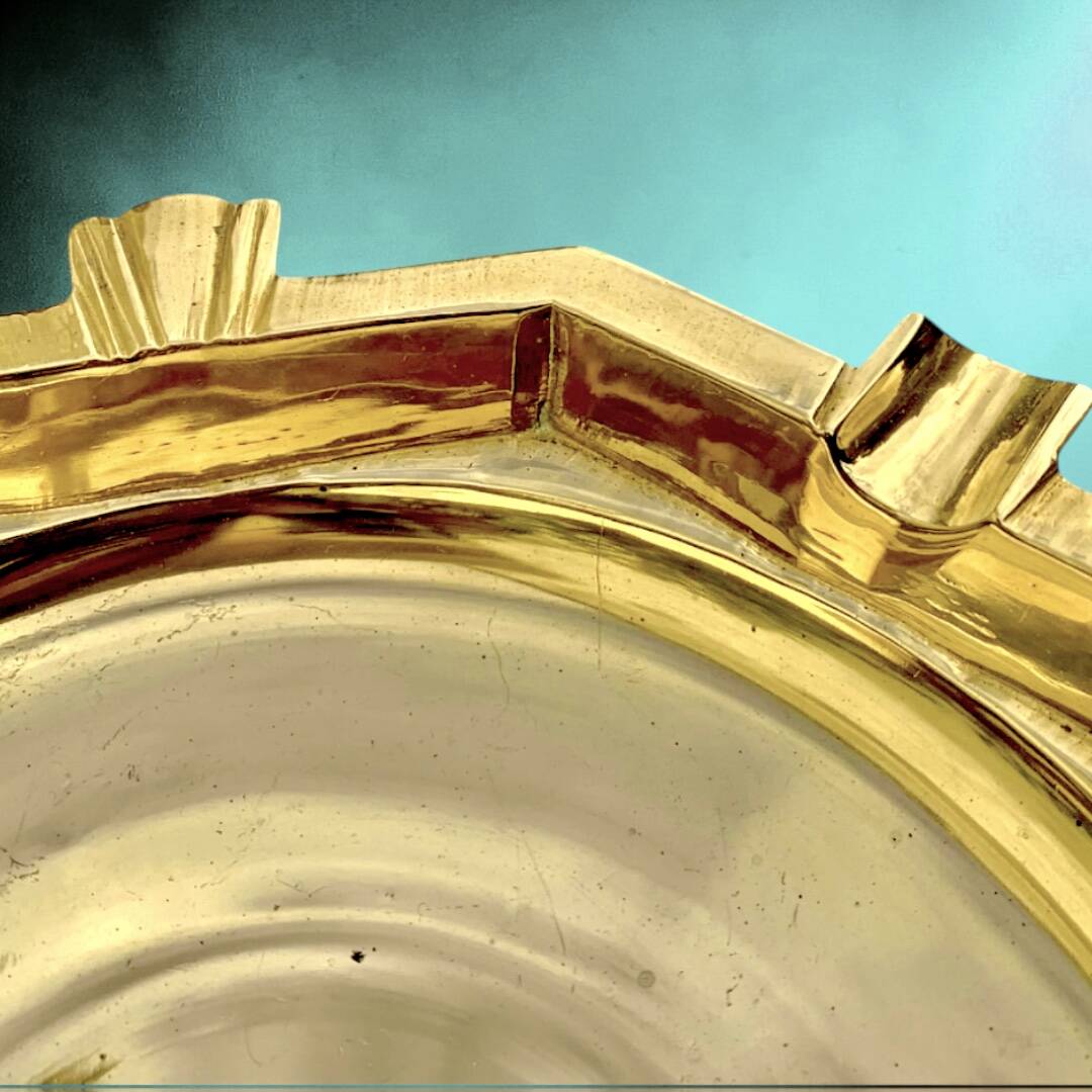 Large Art Deco ashtray in solid brass stamped India P.51 – circa 1950