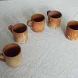 5 tasses en grès années 70
