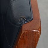 2 canapés Art Déco 2,5 places en cuir de vachette bleu foncé