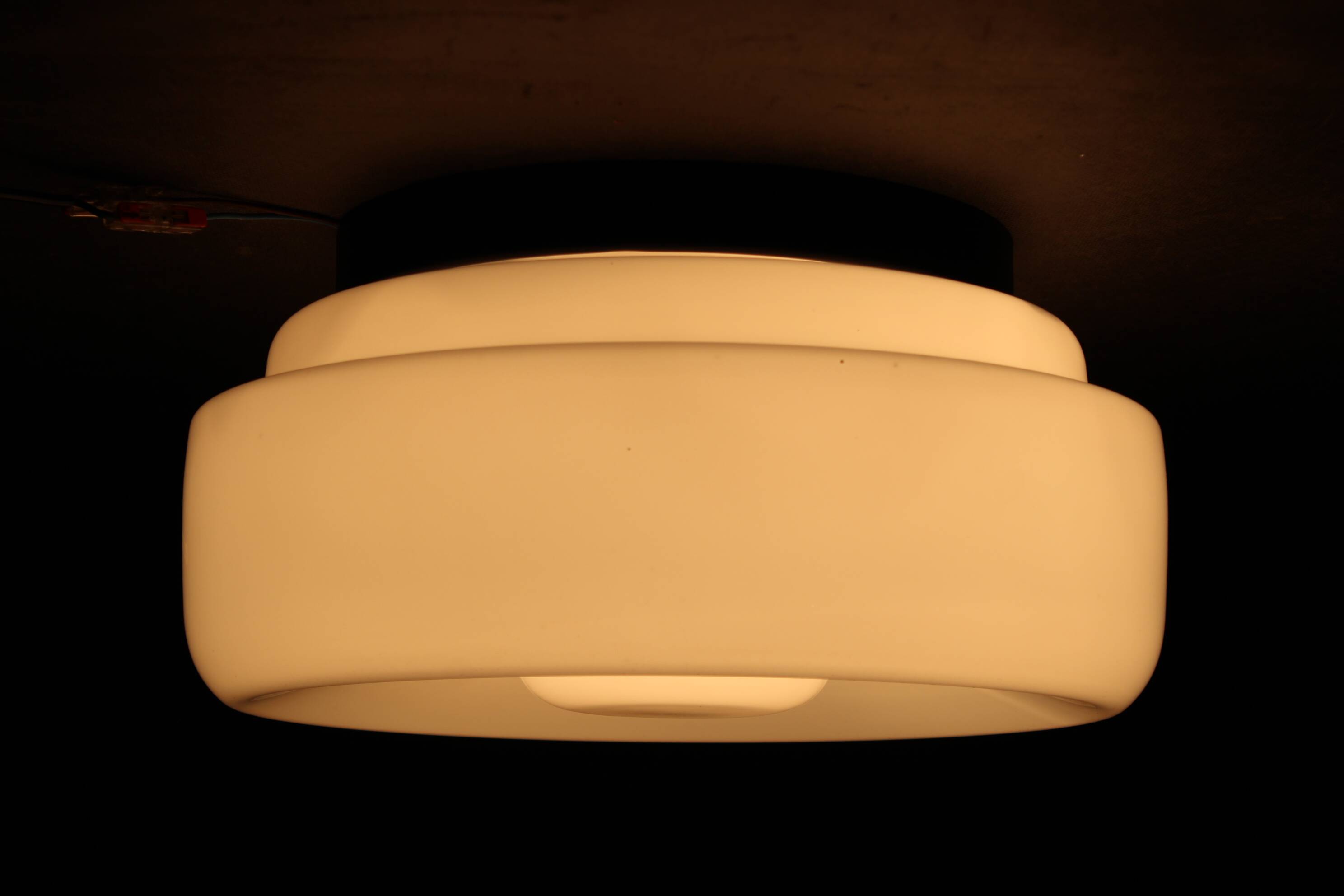 Set of Three Mid-Century Black Flush Mount Lights, 1970s