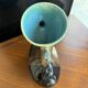 Vintage ceramic vase sculpture with openwork handles – Flamed green & black glaze (c. 1950–1960, Numbered 343)