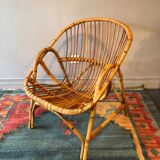 Rattan basket armchair 60s