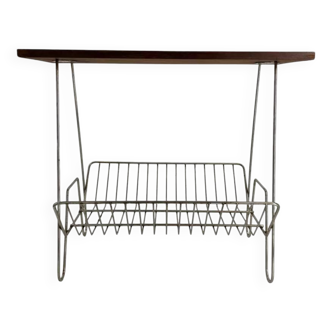 Vintage teak and metal Mid Century magazine rack